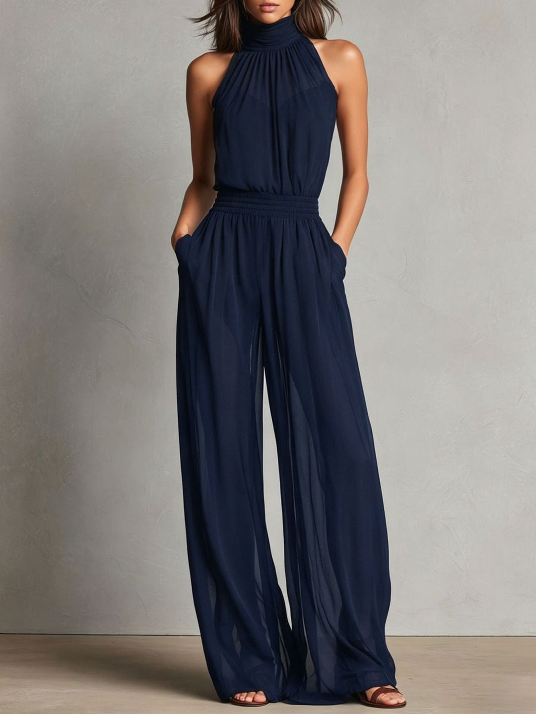 Linda | Chiffon Sleeveless Jumpsuit
