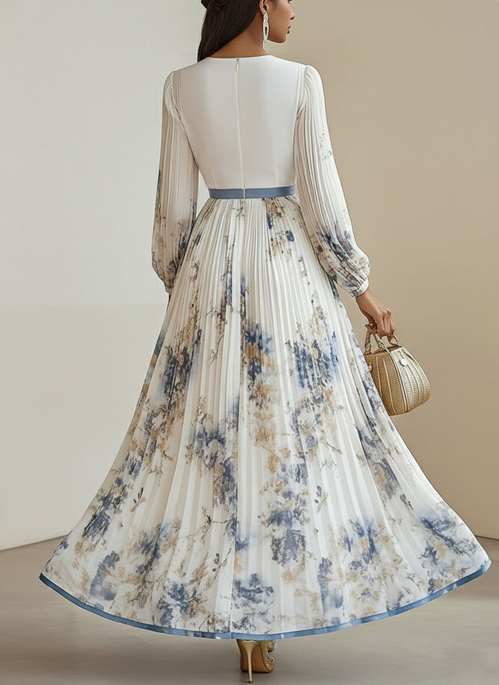 Alice | Watercolour Pleated Maxi Dress